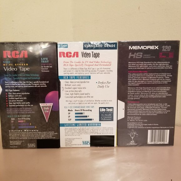 7 RCA Memorex VHS Blank Recording Tapes New Sealed T120 - Picture 3 of 4